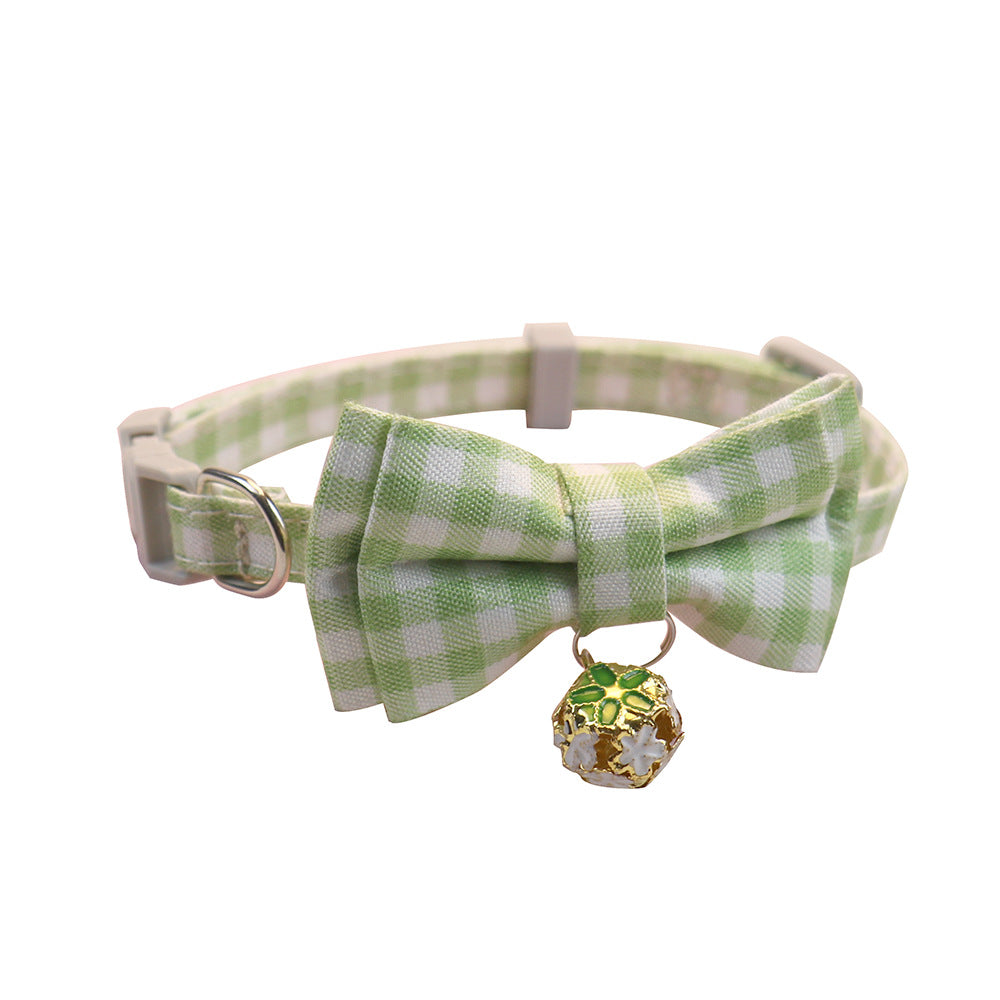 FUREVER365 Korean Style Plaid Pet Collar Detachable Bowknot Adjustable Cat Dog Necklace Princess JK