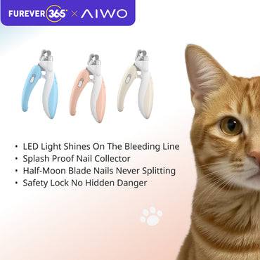 AIWO LED Pet Nail Clippers: Anti-Splash Safe Claw Trimmer for Grooming