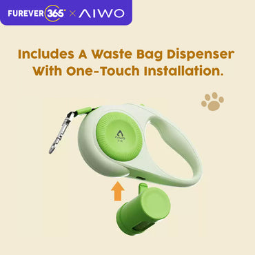 FUREVER365 3m/5m Automatic Pet Leash: 150kg Pull Limit with Waste Bag Dispenser