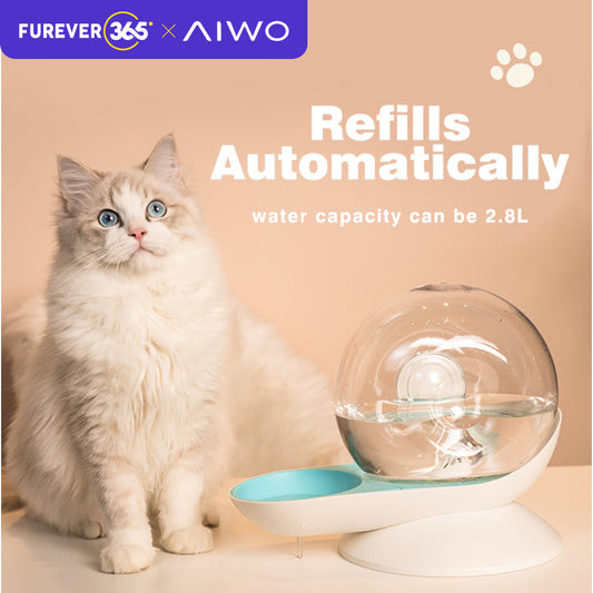 AIWO 2.8L Snail Design Pet Fountain: Auto-Refill Double Filter Easy Clean