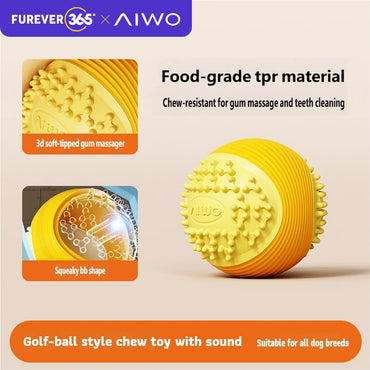 AIWO TPR Squeaky Ball Toy: Bite-Resistant Teeth Cleaning Chew for Dogs