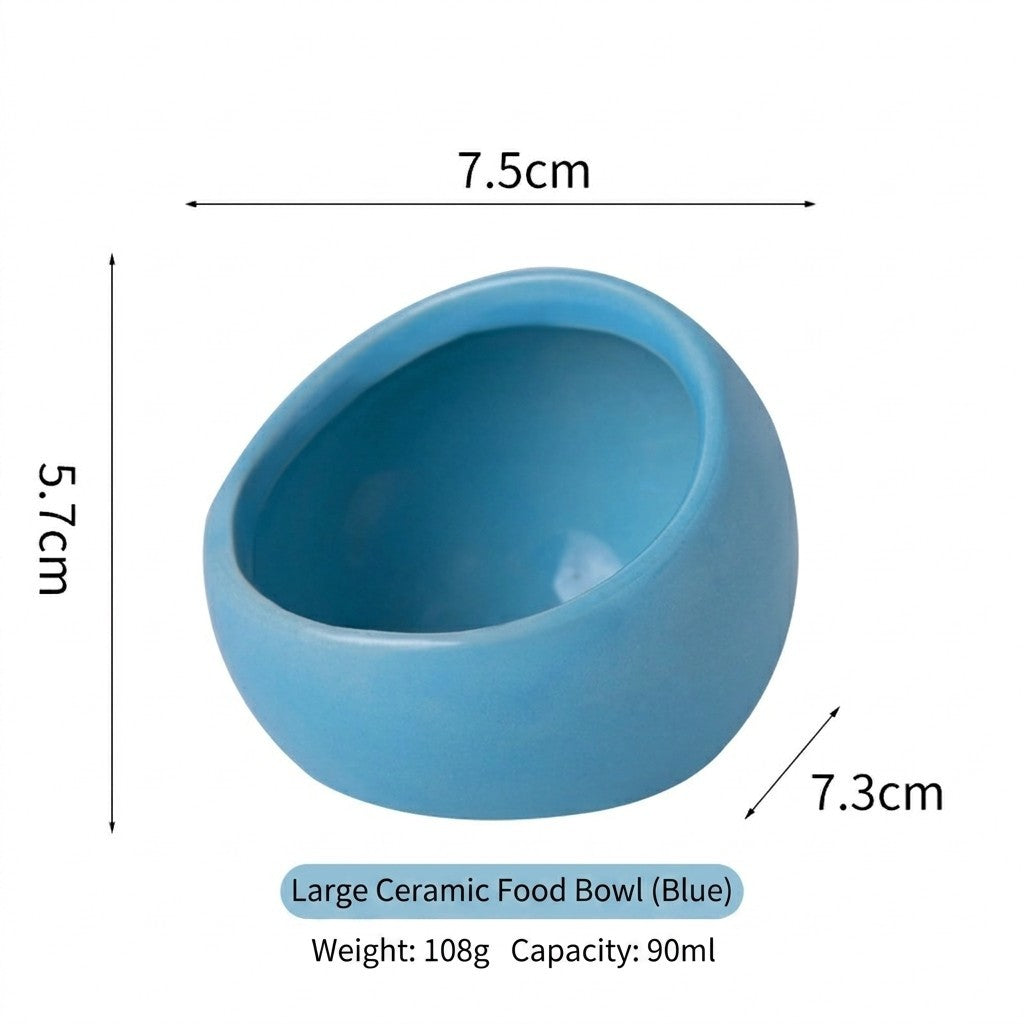 Ceramic Hamster Bowl Slanted Food Feeder Anti-Bite Stable Parrot Sugar Glider Bowl Bekas Makan Hamster