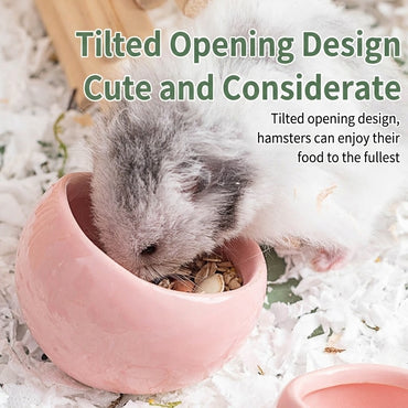 Ceramic Hamster Bowl Slanted Food Feeder Anti-Bite Stable Parrot Sugar Glider Bowl Bekas Makan Hamster