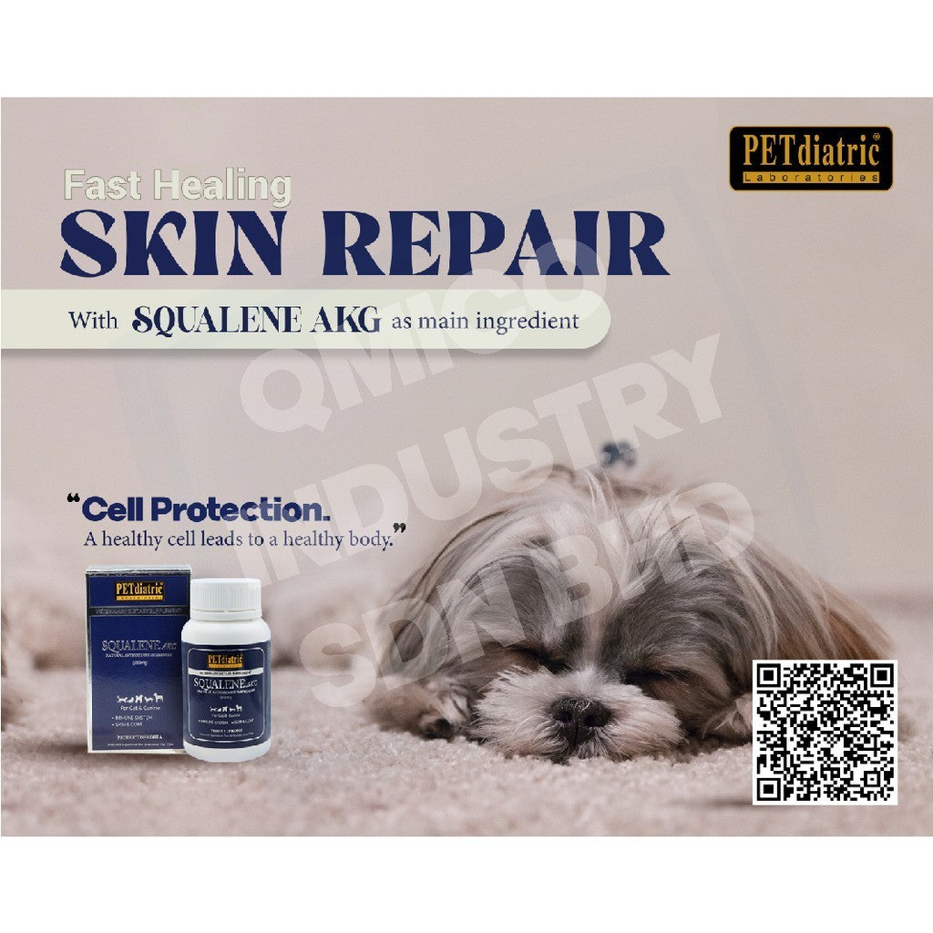 Squalene AKG - Skin Vitamin with Natural AntiOxidant-Isoprenoid for Dogs and Cats. 500mg - Skin REPAIR