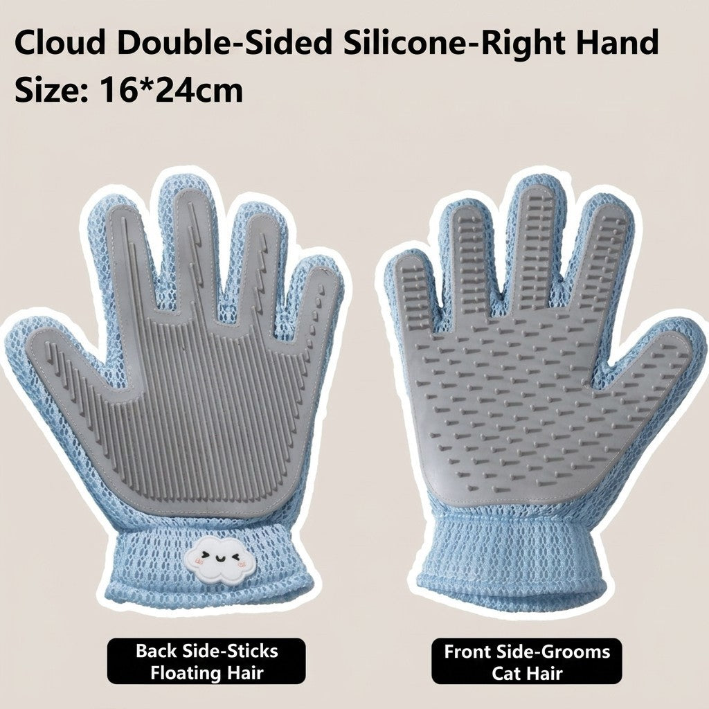 2-in-1 Pet Grooming Glove Cat Dog Hair Remover Deshedding Massage Bath Brush Sarung Tangan Kucing