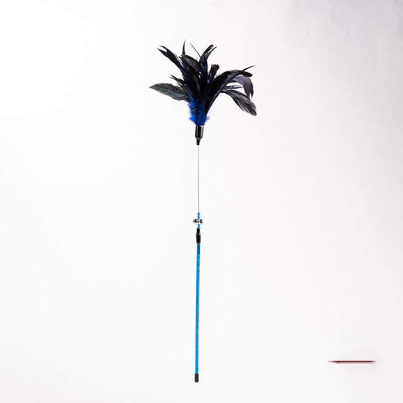 FUREVER365 YM-04 Long Feather Cat Teaser - Extra Long High-Elasticity Steel Wire Bouncing Wand Toy