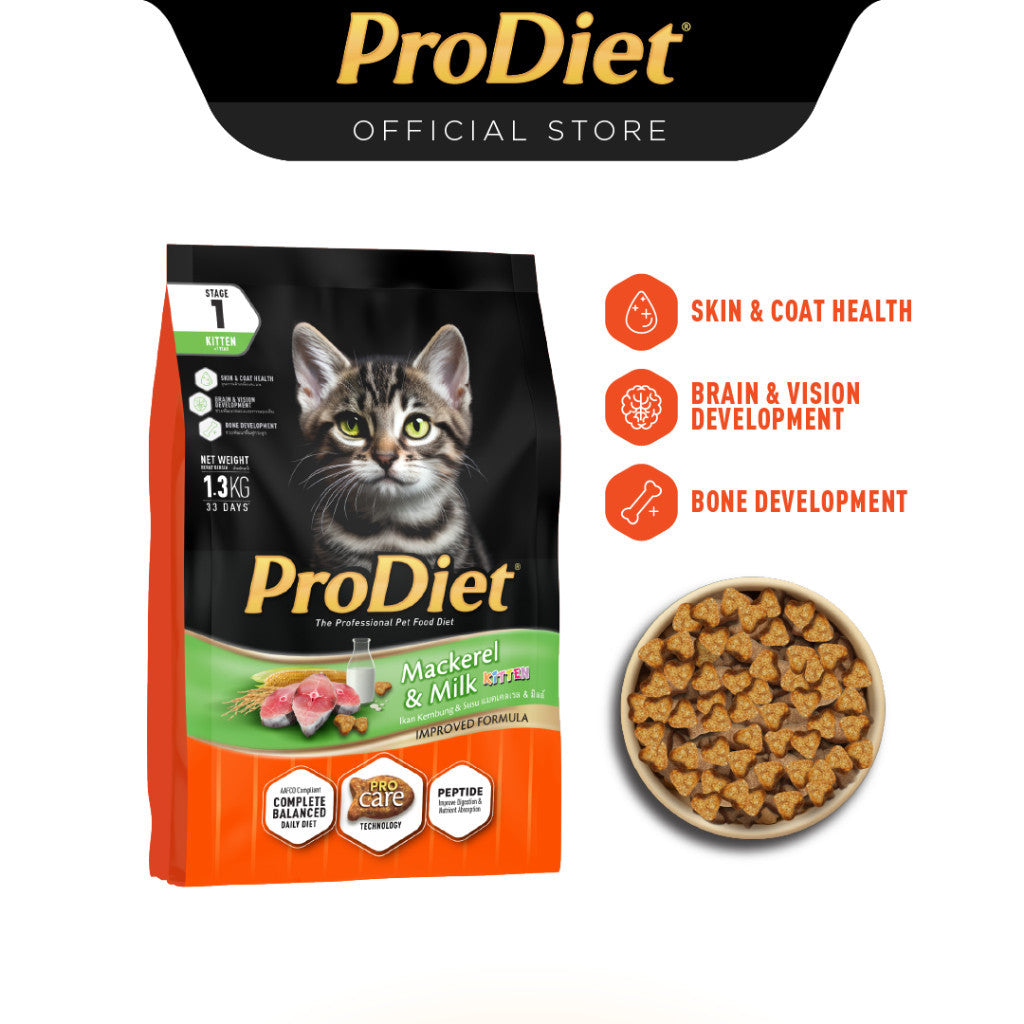ProDiet Dry Kitten Cat Food - Milky Ocean Fish/Milky Mackerel (1.3kg)