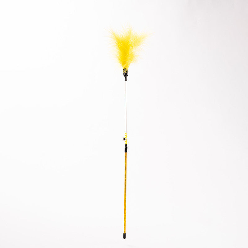 FUREVER365 YM-03 Feather Cat Teaser - High-Elasticity Steel Wire Bite-Resistant Interactive Wand Toy
