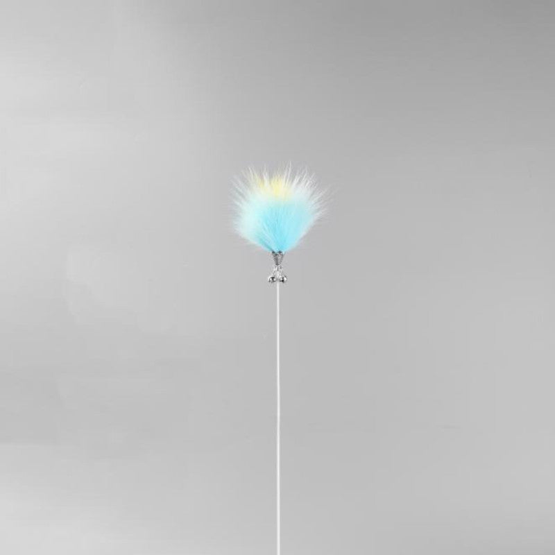 FUREVER365 HM-47 Rainbow Fox Velvet Cat Teaser - Solid Wood Wand Elastic Rope Interactive Plush Toy