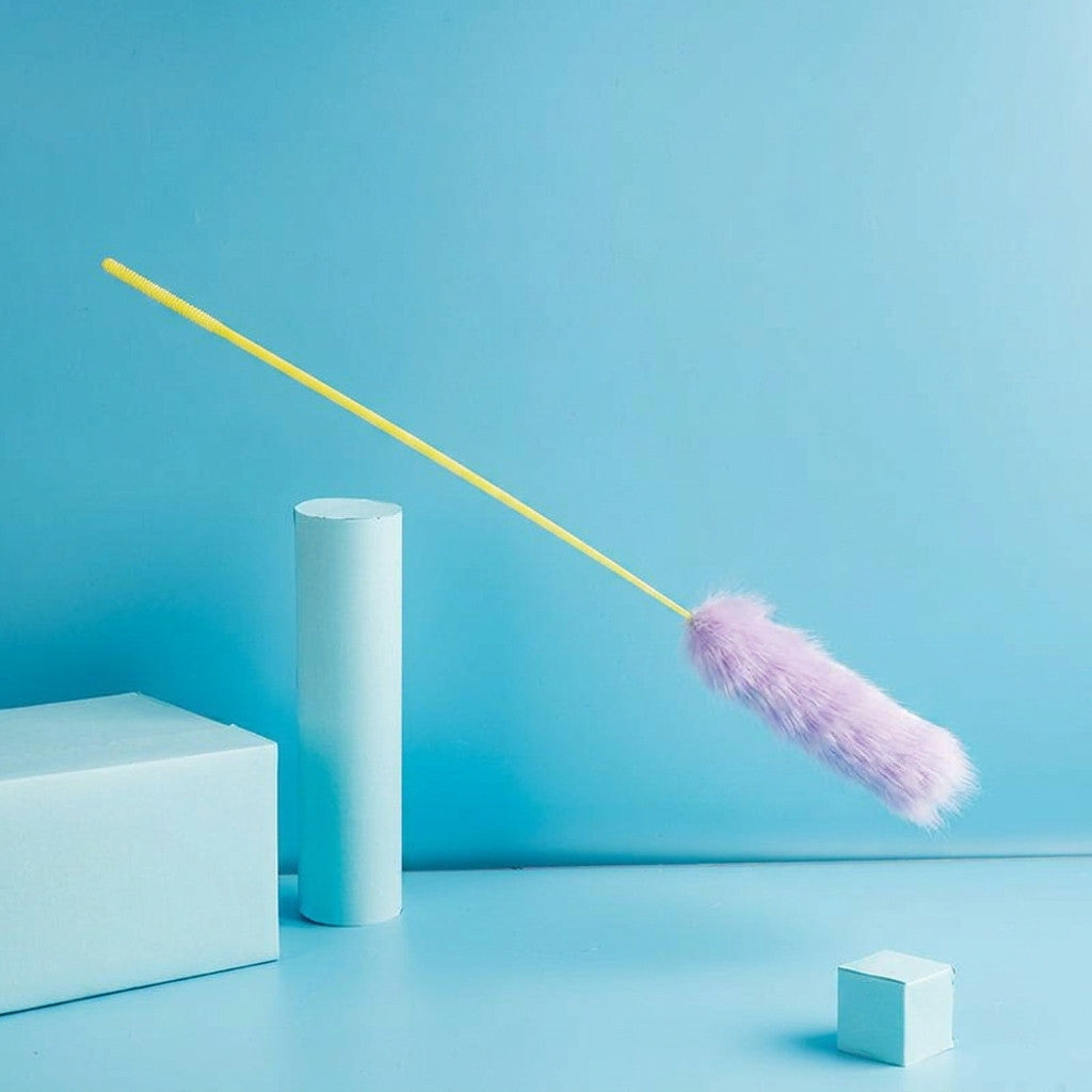 FUREVER365 TM-10 Rabbit Fur Ball Cat Teaser - Durable PVC Wand Wire Interaction Toy