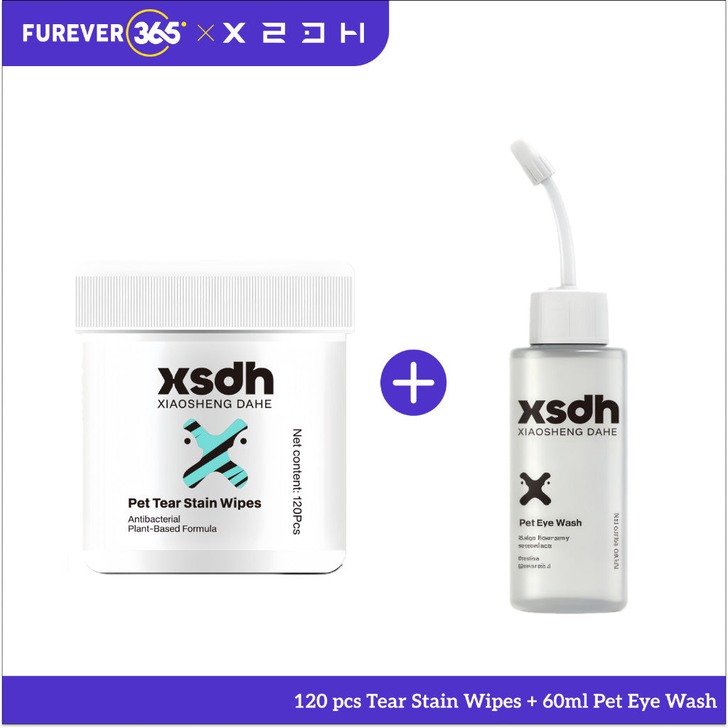 XSDH Pet Eye & Tear Stain Remover Kit: Cleaning Wipes & Solution for Cats