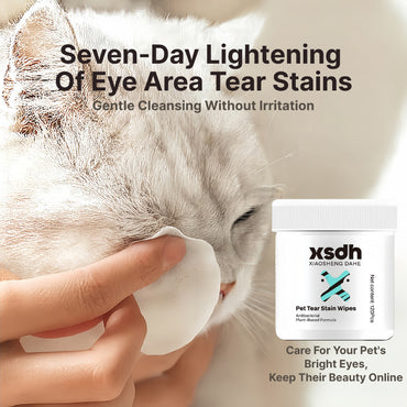 XSDH Pet Eye & Tear Stain Remover Kit: Cleaning Wipes & Solution for Cats