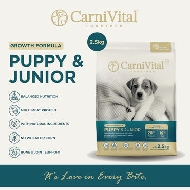 2.5kg Pack Dog Food | Puppy & Junior / Supreme Bite / Sensibite / Grain Free Salmon / Grain Free Lamb | CarniVital