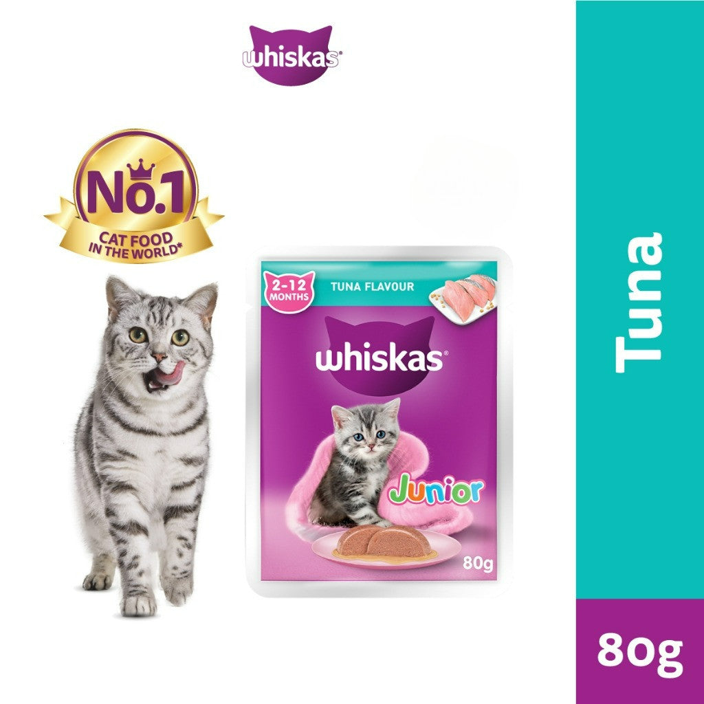 Whiskas Pouch Wet Cat Food For Junior Cat Tuna / Mackerel / Chicken / Salmon 80g