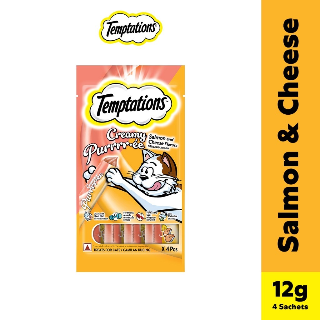 TEMPTATIONS Creamy Purrrr-ee Cat Treats - Chicken & Tuna / Salmon & Cheese / Maguro & Scallop 48g