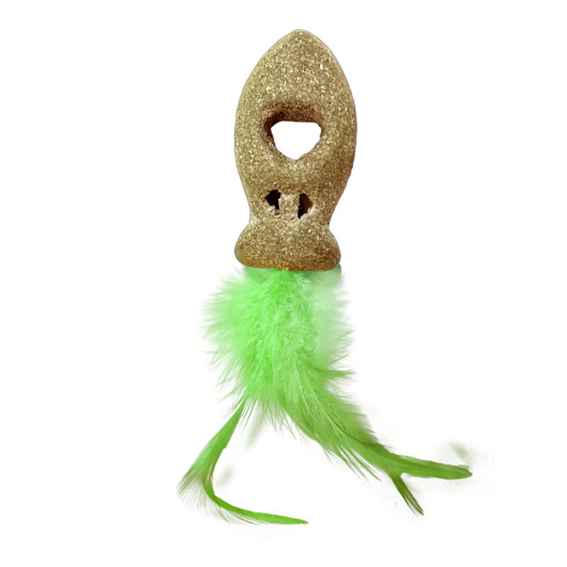 FUREVER365 Natural Catnip Toy Silvervine Mouse Cat Toy Gall Fruit Molar Chew Toy with Feather Kitten