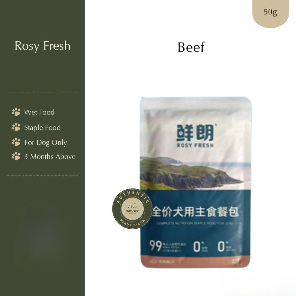 Rosy Fresh Makanan Anjing/ Rosy Fresh Dog Complete Nutrition Staple Pouch Food - 50g