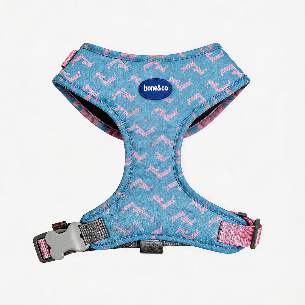 FUREVER365 Houndstooth Pet Harness Leash Set with Poop Bag Dispenser Breathable Dog Vest Chest Strap