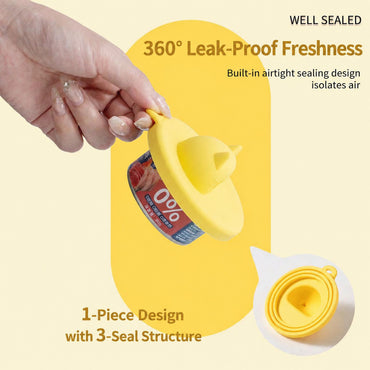FUREVER365 3-in-1 Silicone Cat Can Lid with Spoon Set Universal Pet Food Sealing Cover Fresh Keeping