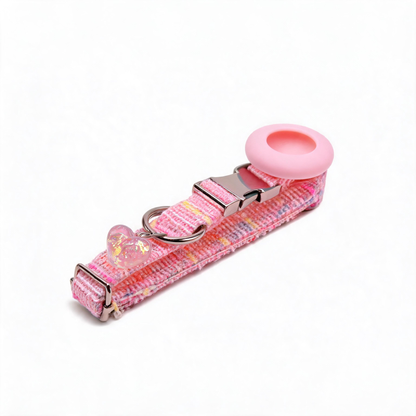 FUREVER365 Rainbow Tweed AirTag Pet Collar Anti-lost Cat Dog Tracker Case Engravable Metal Buckle