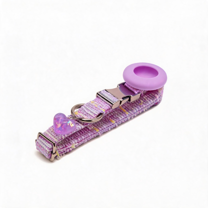 FUREVER365 Rainbow Tweed AirTag Pet Collar Anti-lost Cat Dog Tracker Case Engravable Metal Buckle