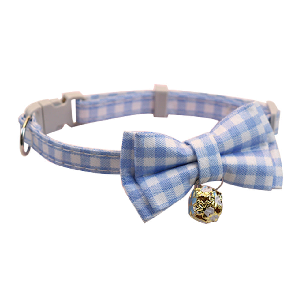 FUREVER365 Korean Style Plaid Pet Collar Detachable Bowknot Adjustable Cat Dog Necklace Princess JK