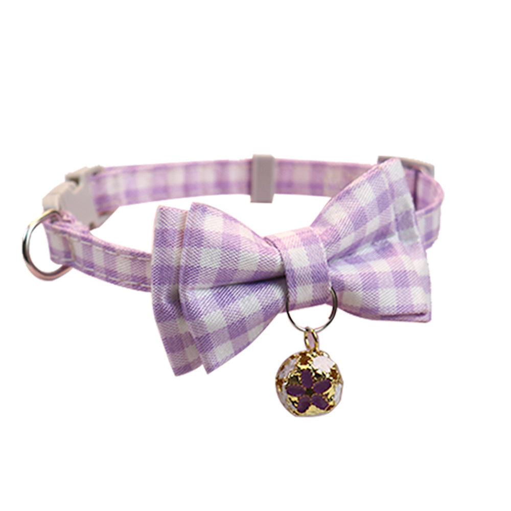 FUREVER365 Korean Style Plaid Pet Collar Detachable Bowknot Adjustable Cat Dog Necklace Princess JK