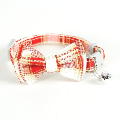 FUREVER365 Korean Style Plaid Pet Collar Detachable Bowknot Adjustable Cat Dog Necklace Princess JK