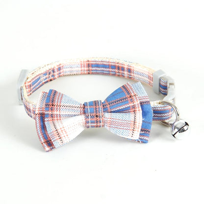 FUREVER365 Korean Style Plaid Pet Collar Detachable Bowknot Adjustable Cat Dog Necklace Princess JK