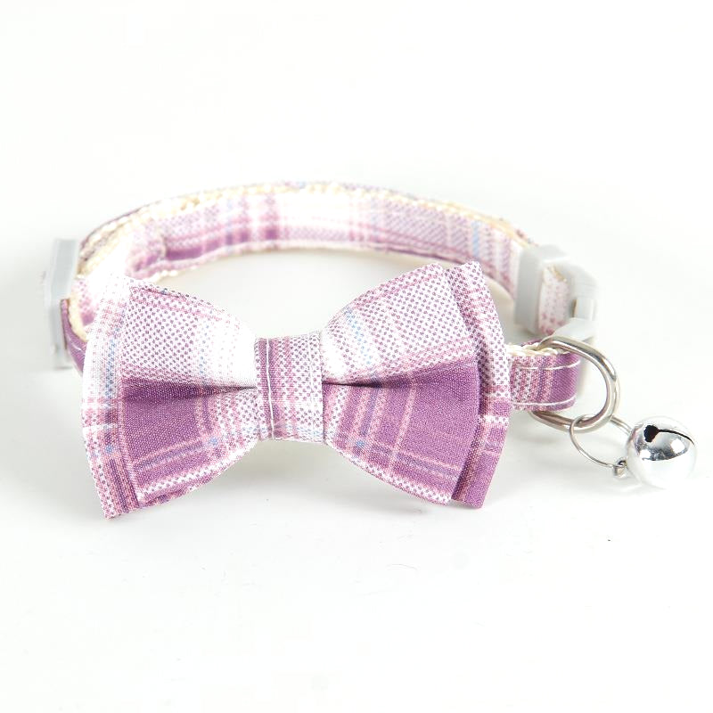 FUREVER365 Korean Style Plaid Pet Collar Detachable Bowknot Adjustable Cat Dog Necklace Princess JK