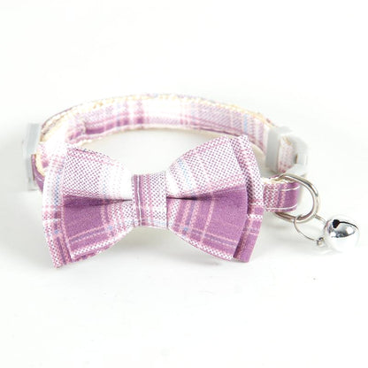 FUREVER365 Korean Style Plaid Pet Collar Detachable Bowknot Adjustable Cat Dog Necklace Princess JK