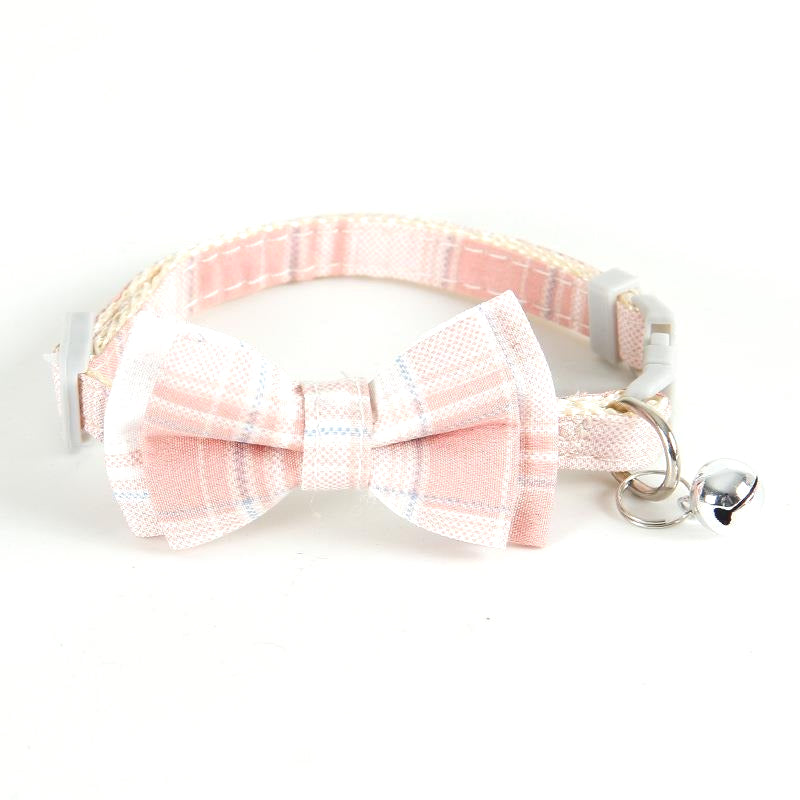 FUREVER365 Korean Style Plaid Pet Collar Detachable Bowknot Adjustable Cat Dog Necklace Princess JK