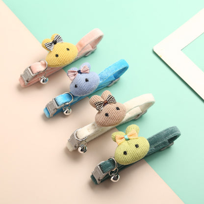 FUREVER365 Cute Cartoon Rabbit Flower Pet Collar Kawaii Cat Dog Necklace Bell Holiday Birthday Decor