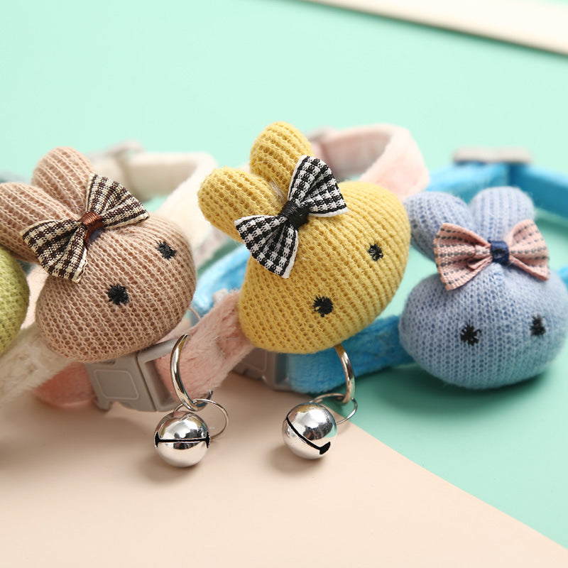 FUREVER365 Cute Cartoon Rabbit Flower Pet Collar Kawaii Cat Dog Necklace Bell Holiday Birthday Decor