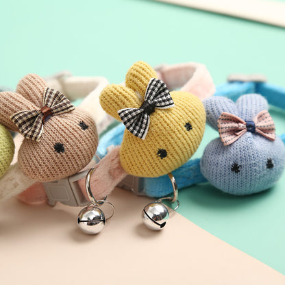 FUREVER365 Cute Cartoon Rabbit Flower Pet Collar Kawaii Cat Dog Necklace Bell Holiday Birthday Decor