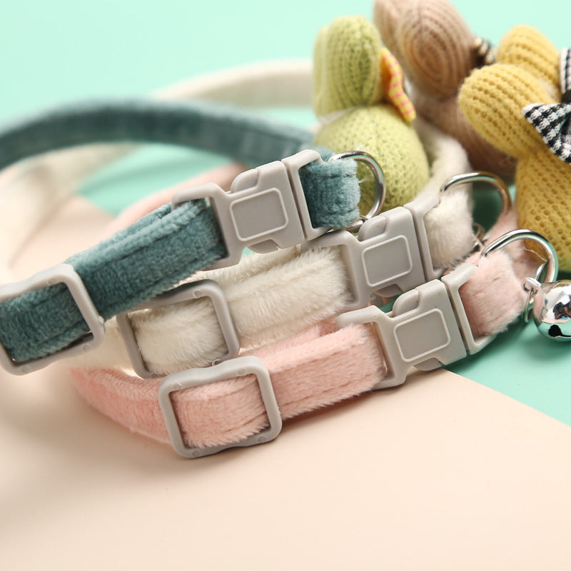 FUREVER365 Cute Cartoon Rabbit Flower Pet Collar Kawaii Cat Dog Necklace Bell Holiday Birthday Decor