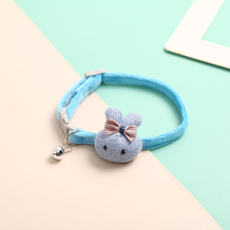 FUREVER365 Cute Cartoon Rabbit Flower Pet Collar Kawaii Cat Dog Necklace Bell Holiday Birthday Decor