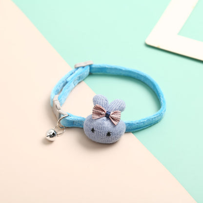 FUREVER365 Cute Cartoon Rabbit Flower Pet Collar Kawaii Cat Dog Necklace Bell Holiday Birthday Decor