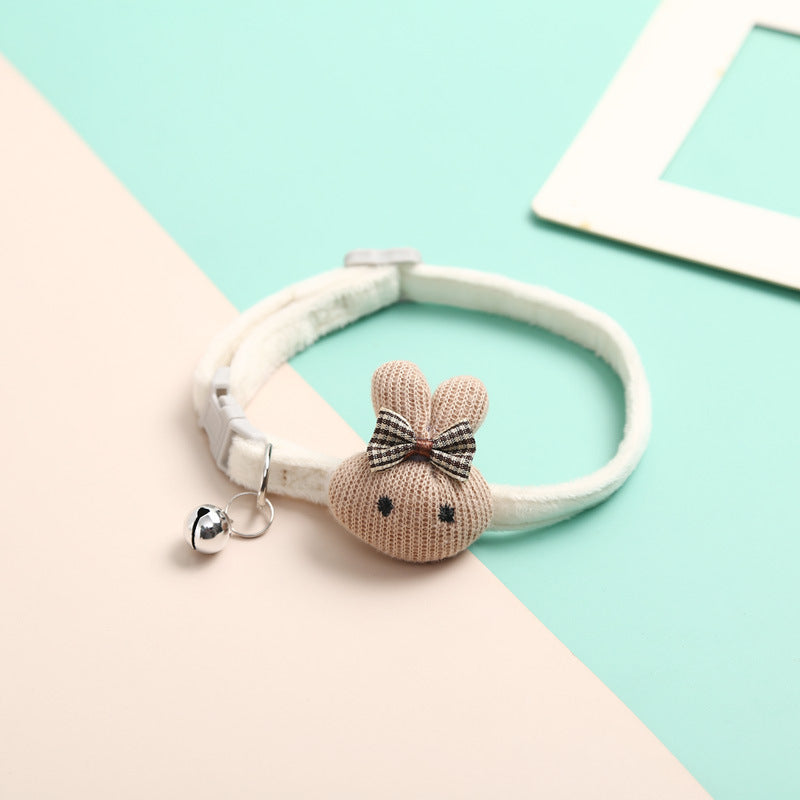 FUREVER365 Cute Cartoon Rabbit Flower Pet Collar Kawaii Cat Dog Necklace Bell Holiday Birthday Decor