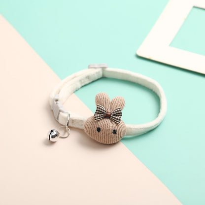 FUREVER365 Cute Cartoon Rabbit Flower Pet Collar Kawaii Cat Dog Necklace Bell Holiday Birthday Decor