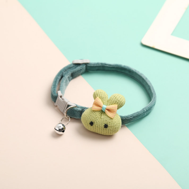FUREVER365 Cute Cartoon Rabbit Flower Pet Collar Kawaii Cat Dog Necklace Bell Holiday Birthday Decor