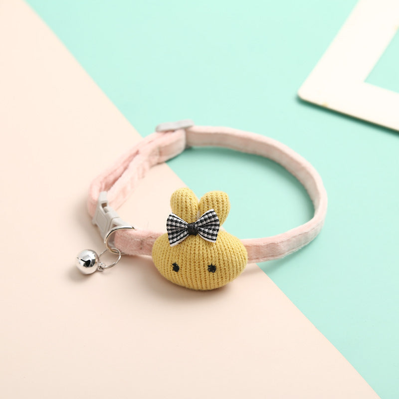 FUREVER365 Cute Cartoon Rabbit Flower Pet Collar Kawaii Cat Dog Necklace Bell Holiday Birthday Decor