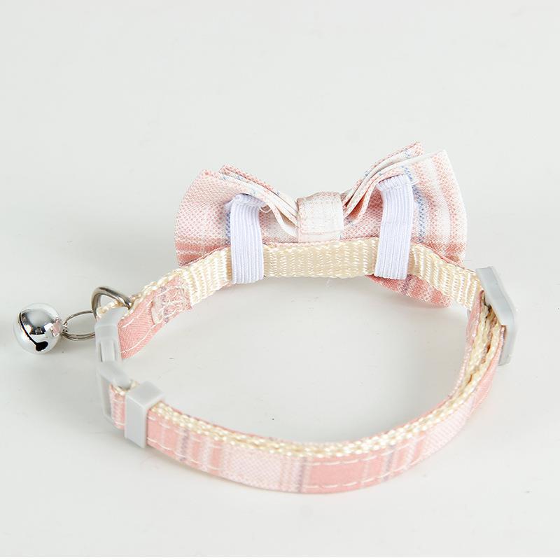 FUREVER365 Korean Style Plaid Pet Collar Detachable Bowknot Adjustable Cat Dog Necklace Princess JK