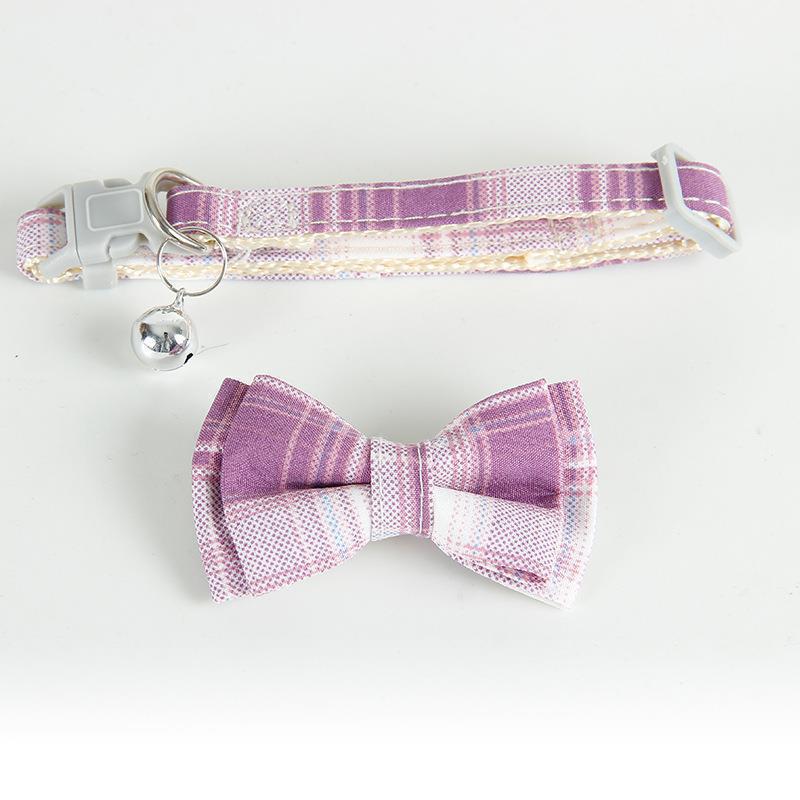 FUREVER365 Korean Style Plaid Pet Collar Detachable Bowknot Adjustable Cat Dog Necklace Princess JK