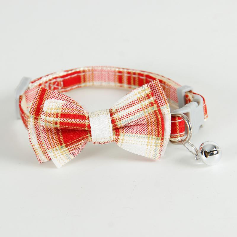 FUREVER365 Korean Style Plaid Pet Collar Detachable Bowknot Adjustable Cat Dog Necklace Princess JK