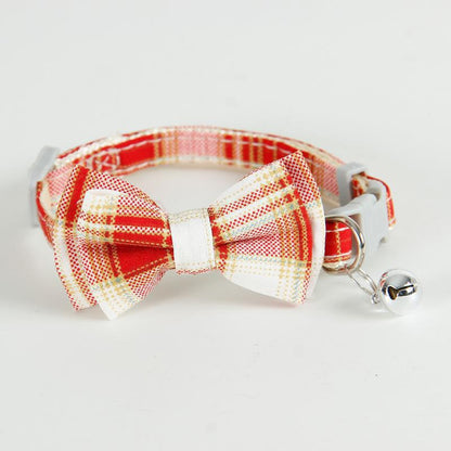 FUREVER365 Korean Style Plaid Pet Collar Detachable Bowknot Adjustable Cat Dog Necklace Princess JK
