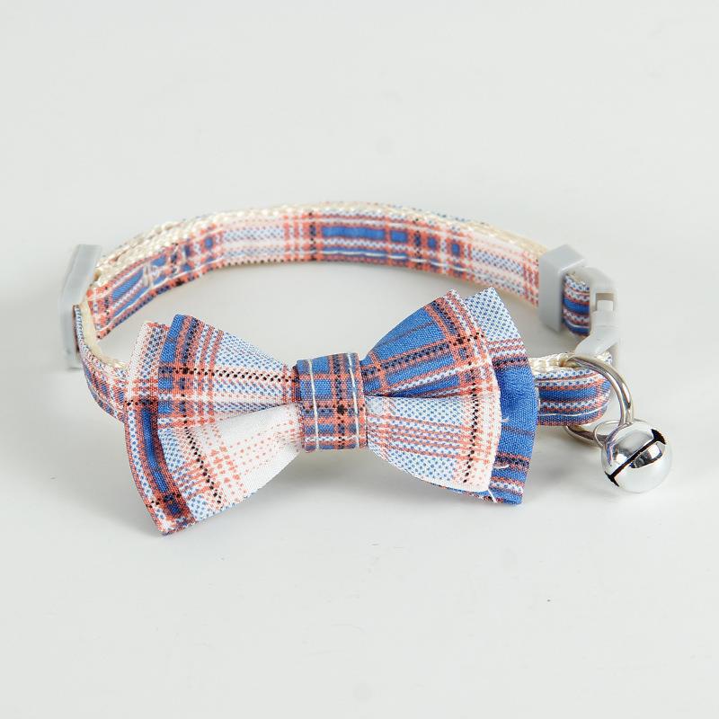 FUREVER365 Korean Style Plaid Pet Collar Detachable Bowknot Adjustable Cat Dog Necklace Princess JK