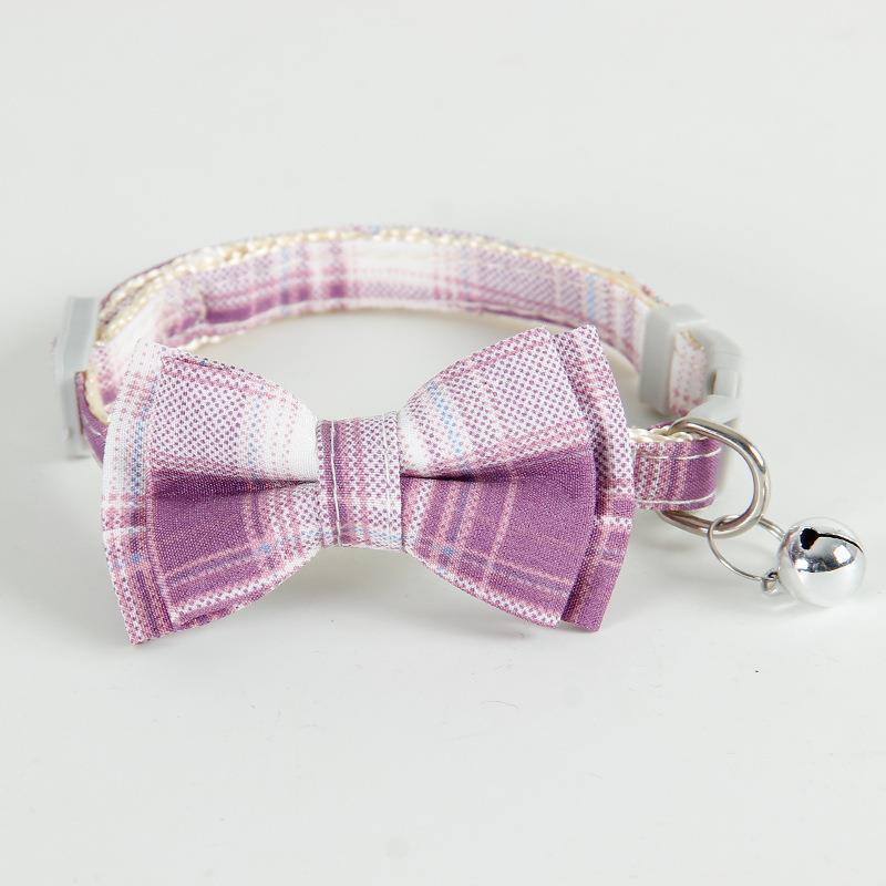 FUREVER365 Korean Style Plaid Pet Collar Detachable Bowknot Adjustable Cat Dog Necklace Princess JK