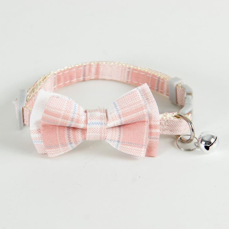 FUREVER365 Korean Style Plaid Pet Collar Detachable Bowknot Adjustable Cat Dog Necklace Princess JK