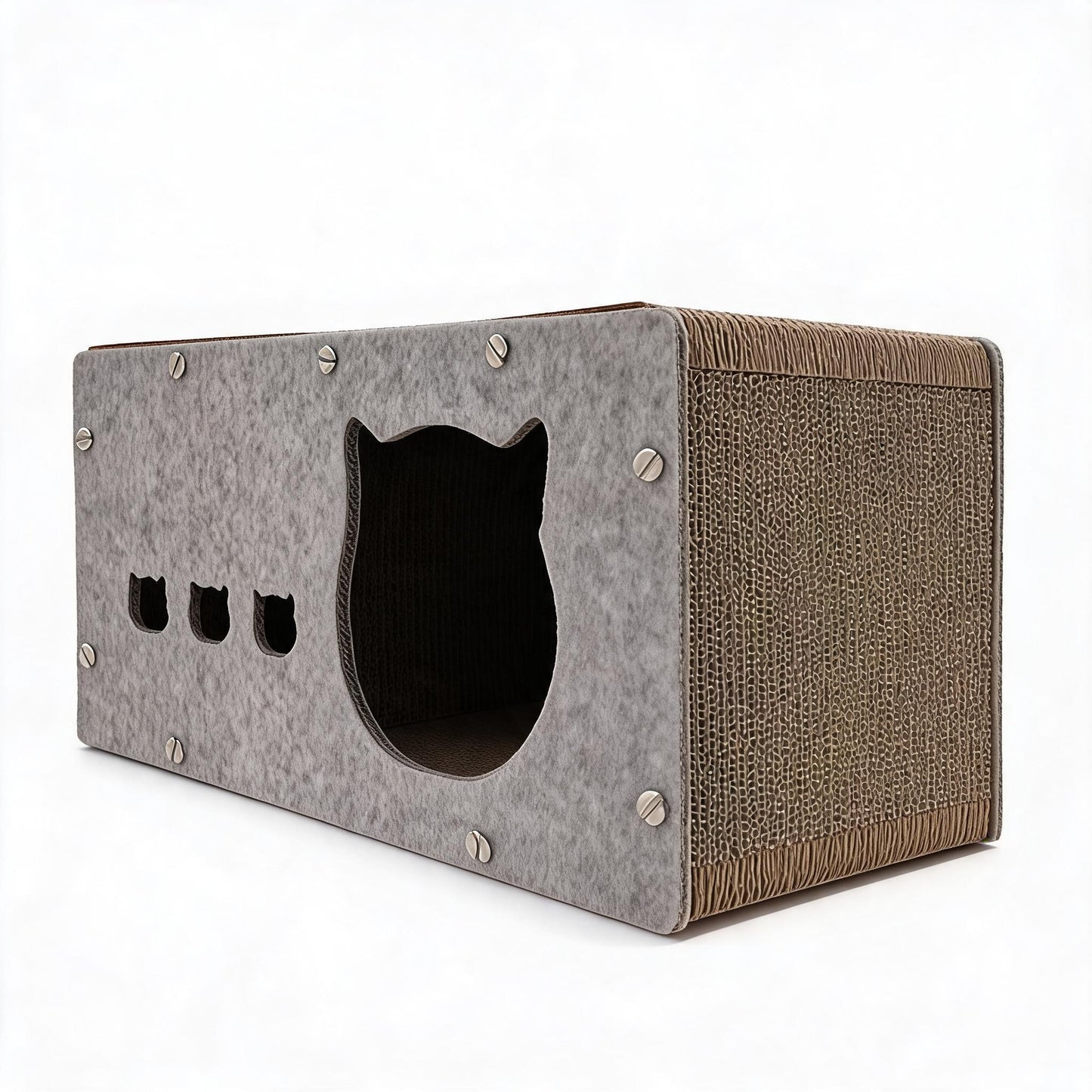 Wooden Felt Cat Bed Villa Semi-Enclosed Indoor Cat House Detachable Warm Nest Bed Katil Kucing Kayu FURMP002